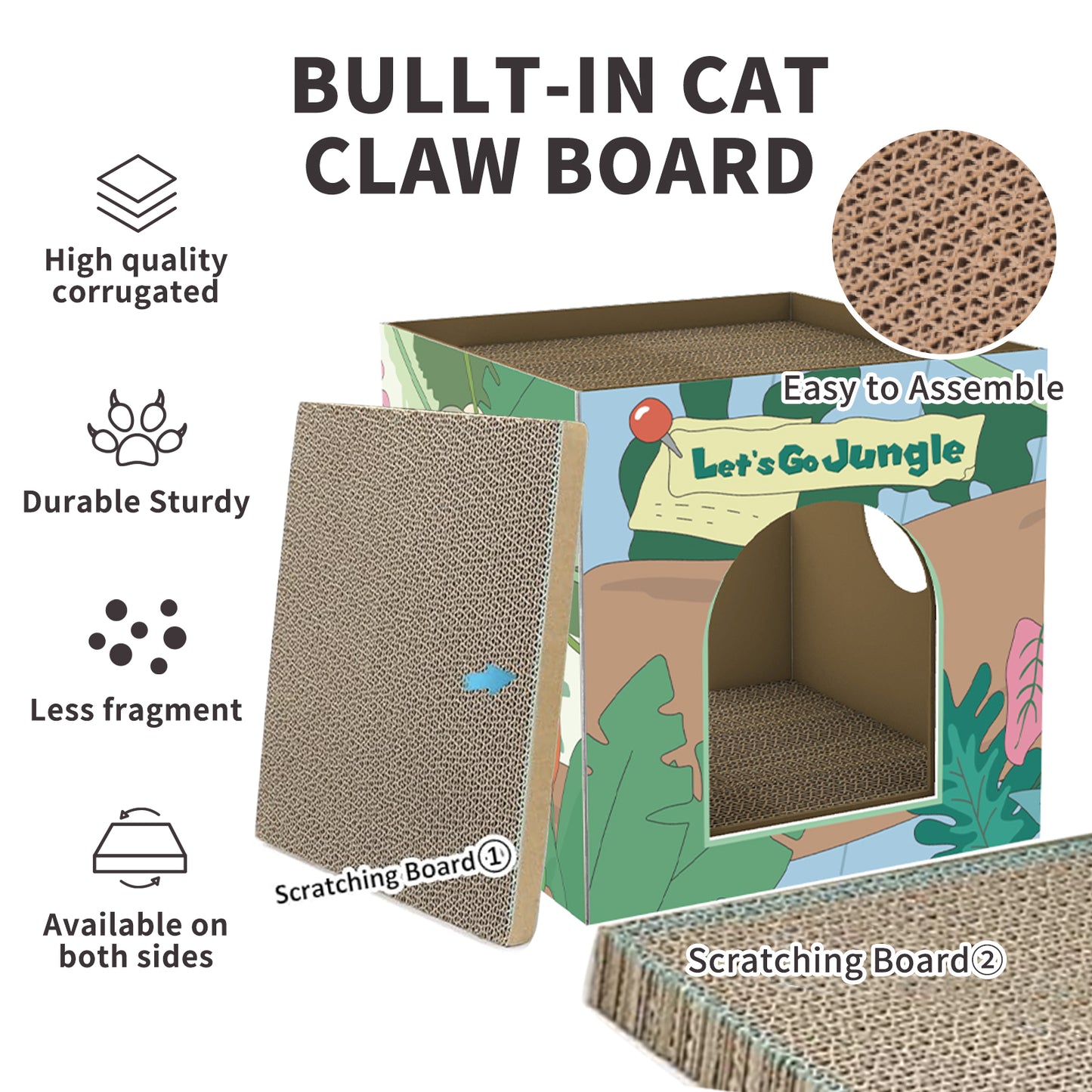 Jungle theme cat scratching board