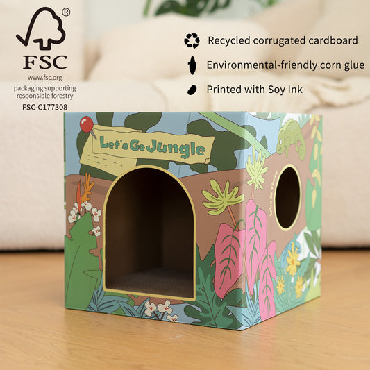 Jungle theme cat scratching board